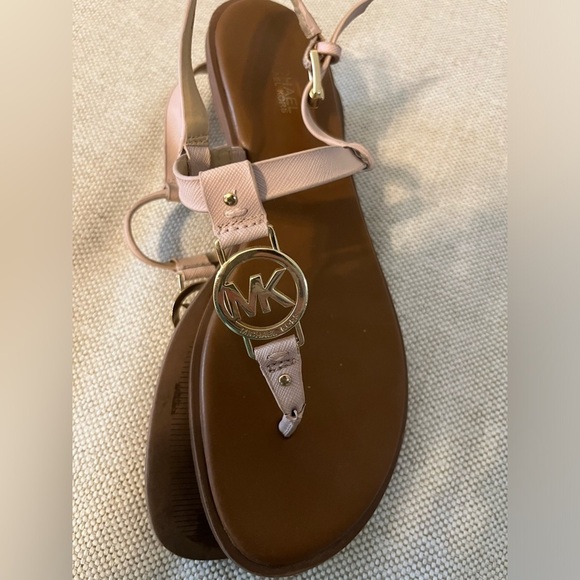 MICHAEL Michael Kors Shoes - Michael Kors Logo Gold and Pink Sandals- Size 7.5